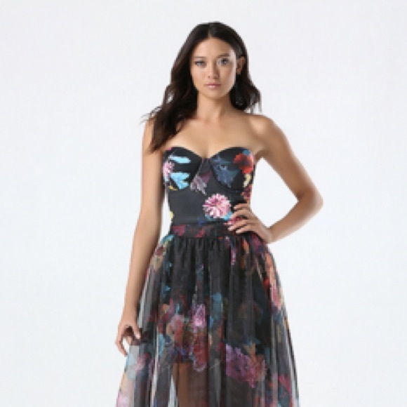 bebe Dresses & Skirts - Bebe FLR-length floral dress with detachable skirt